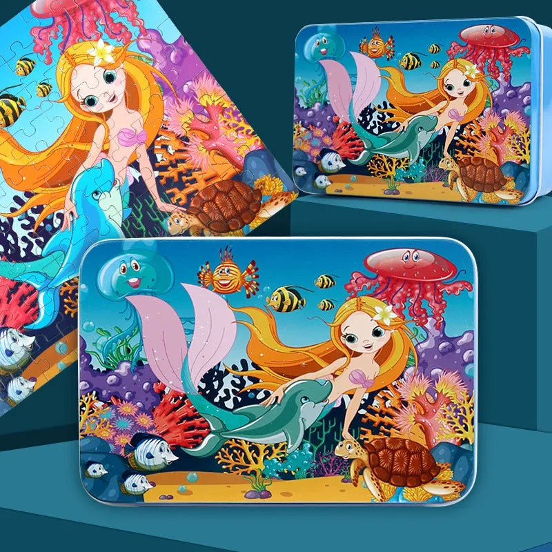 100 Pieces Puzzles for Kids Cartoon Animal Dinosaur Jigsaw Puzzle Montessori Games Children Educational Toys for Boys Girls