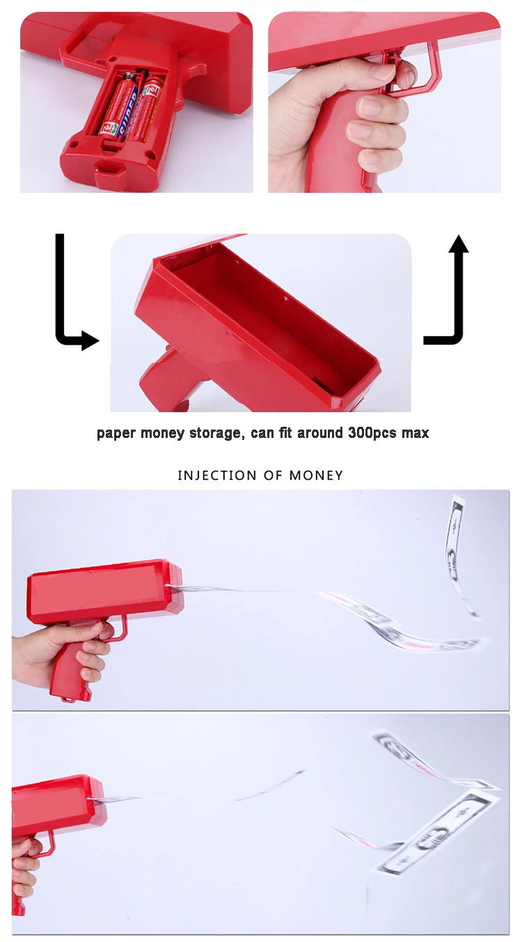 Shoot Money Gun Toy Party Banknote Shoot Pistol Paper Money Shooter Throwing Machine Funny Game Fashion Gift Party Supply Toys