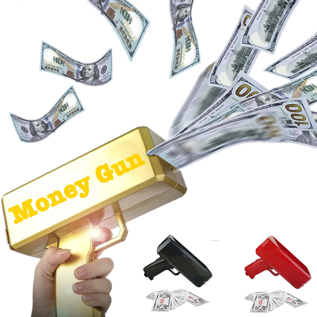 Shoot Money Gun Toy Funny Party Game Shoot Pistol Paper Money Wedding Birthday Christmas Decoration Shooter Throwing Kids Toys