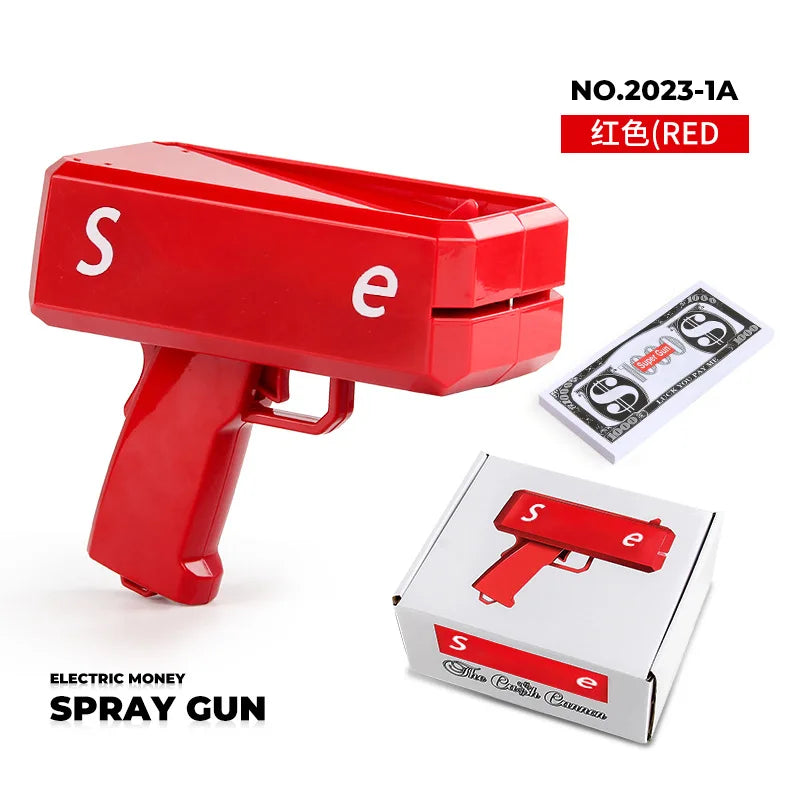 1PC Shoot Money Gun with 100PCS Toy Banknotes, Party Banknote Pistol Paper Money Shooter Interactive Game Showers of Cash