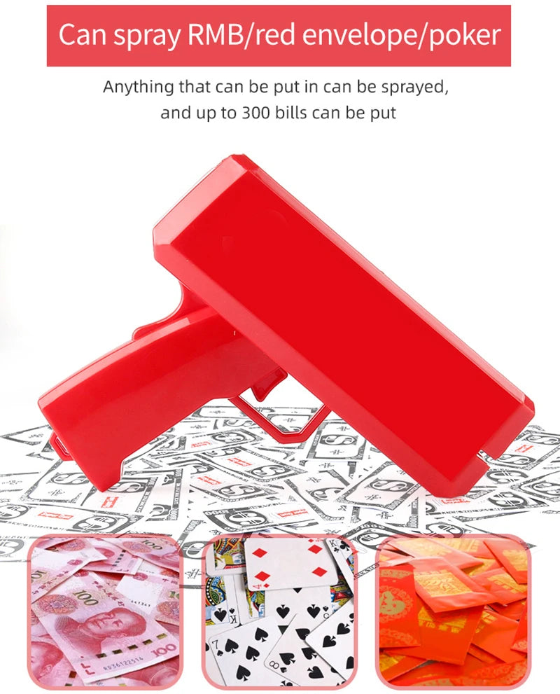 1 Set Handheld Cash Shooter for Wedding Birthday Game Movies Bachelor Props Party Supplies Celebration Spray Money Gun Wholesale