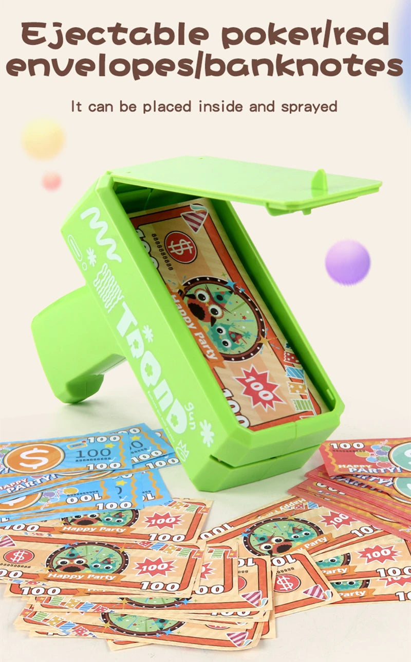 Cute Mini Prop Money Gun Paper Playing Spary Cash Shooter Gun Wedding Birthday Bachelor Party Celebration Supplies Kids Toys