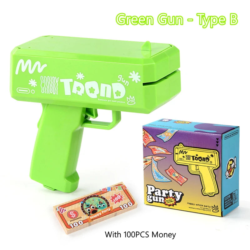 Cute Mini Prop Money Gun Paper Playing Spary Cash Shooter Gun Wedding Birthday Bachelor Party Celebration Supplies Kids Toys
