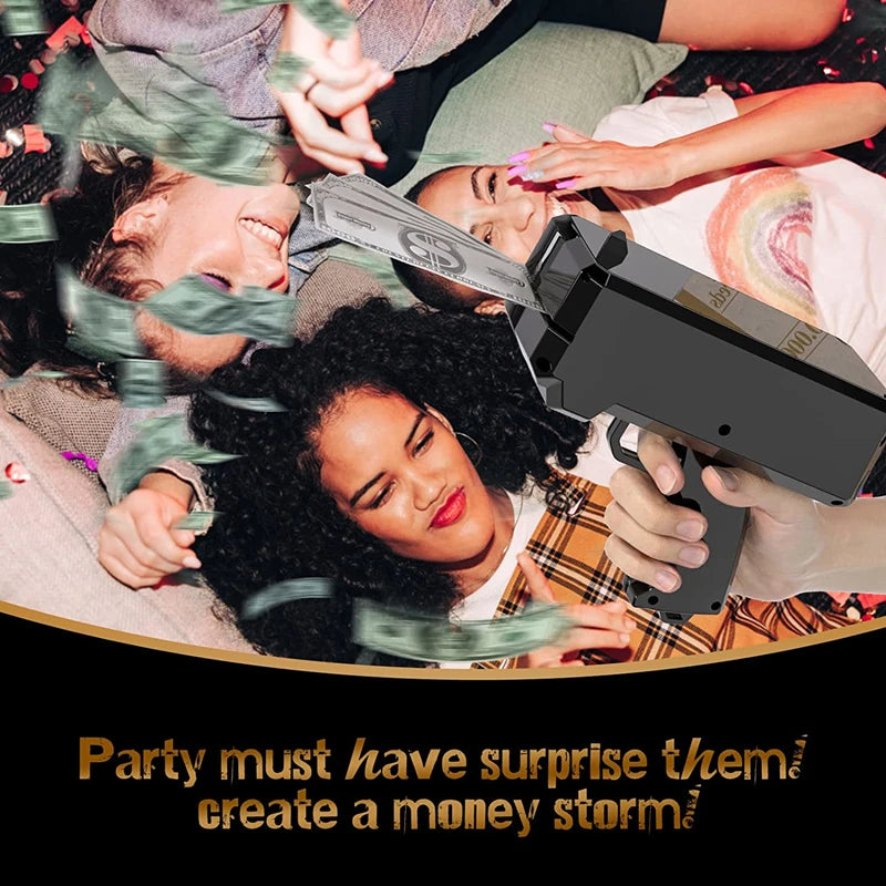 Shoot Money Gun Toy Funny Party Game Banknote Shoot Pistol Paper Money Wedding Birthday Decoration Shooter Throwing Toys Kids