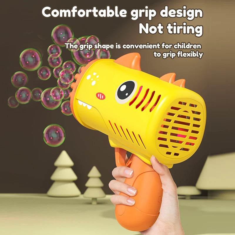 35 hole children's handheld bubble blowing toy dinosaur cartoon electric bubble machine Gatling without battery and bubble water