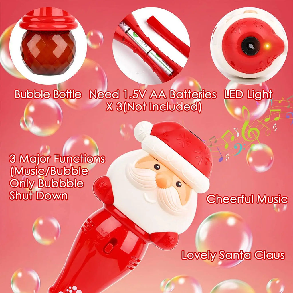 Christmas Fully Automatic Bubble Gun Toy Santa Claus Snowman Bubbles Stick Soap Bubbles Party Toy Kids Children's Birthdays Gift