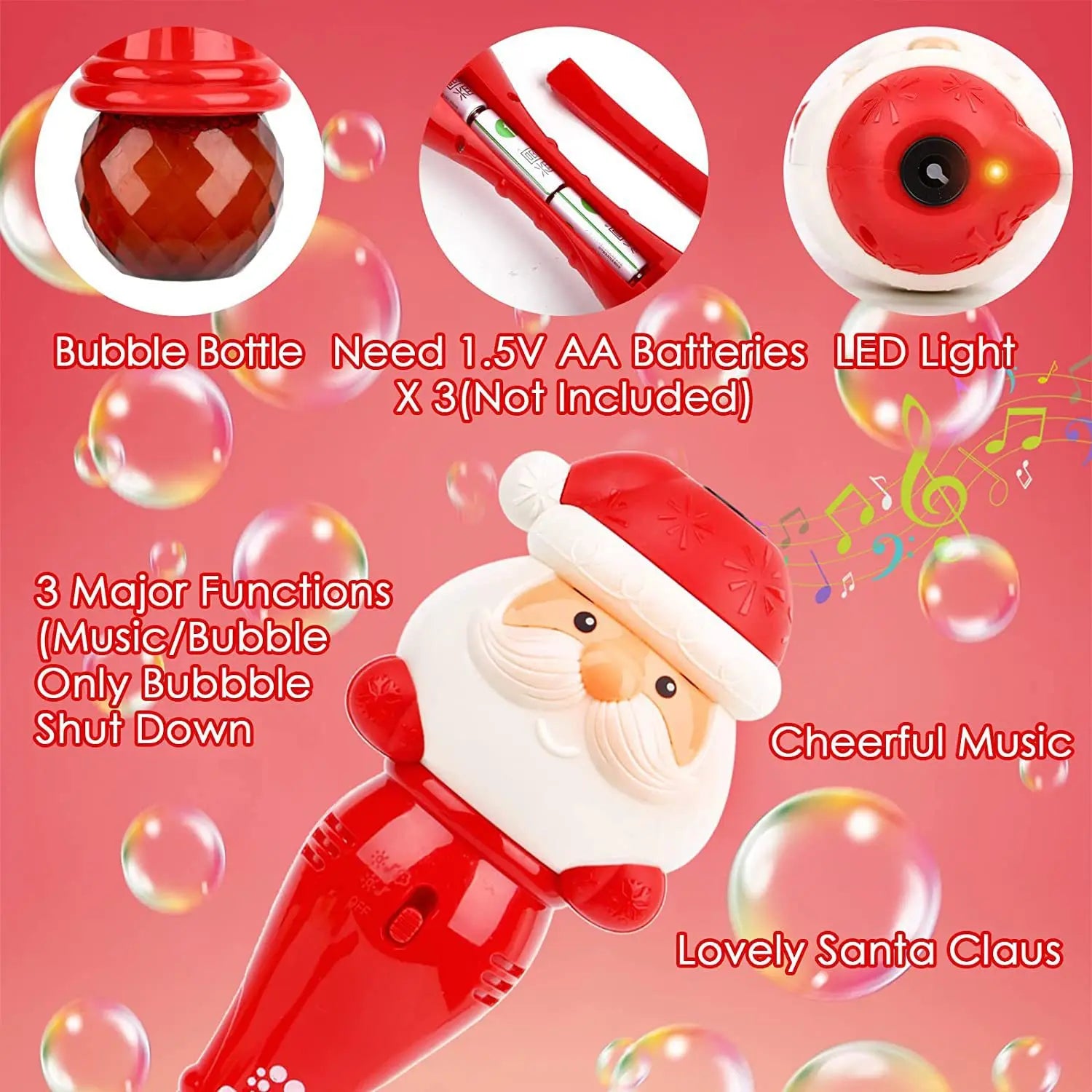 Christmas Fully Automatic Bubble Gun Toy Santa Claus Snowman Bubbles Stick Soap Bubbles Party Toy Kids Children's Birthdays Gift