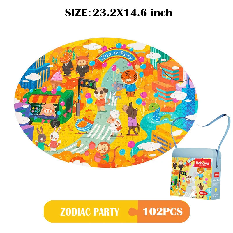 Hahowa Unique Animal Puzzle Children Jigsaw Puzzle Toy With Paper Gift Box Montesorri Education Games Toys Gifts For Kids Child