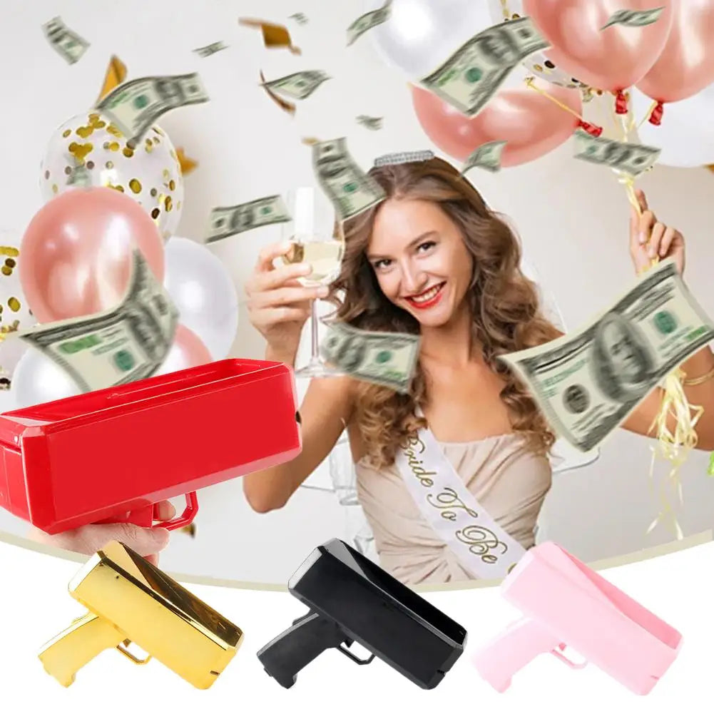 Money Shooter Gun That Look Real Fake Money Gun Shooter with Prop Money Handheld Spary Cash Gun for Game Birthday Decoration