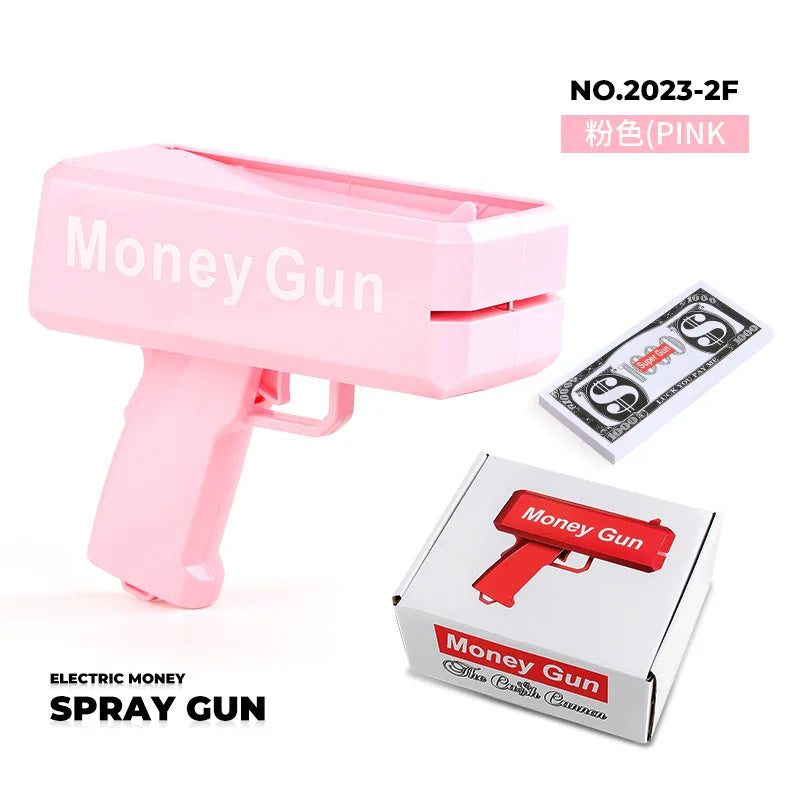 1PC Shoot Money Gun with 100PCS Toy Banknotes, Party Banknote Pistol Paper Money Shooter Interactive Game Showers of Cash
