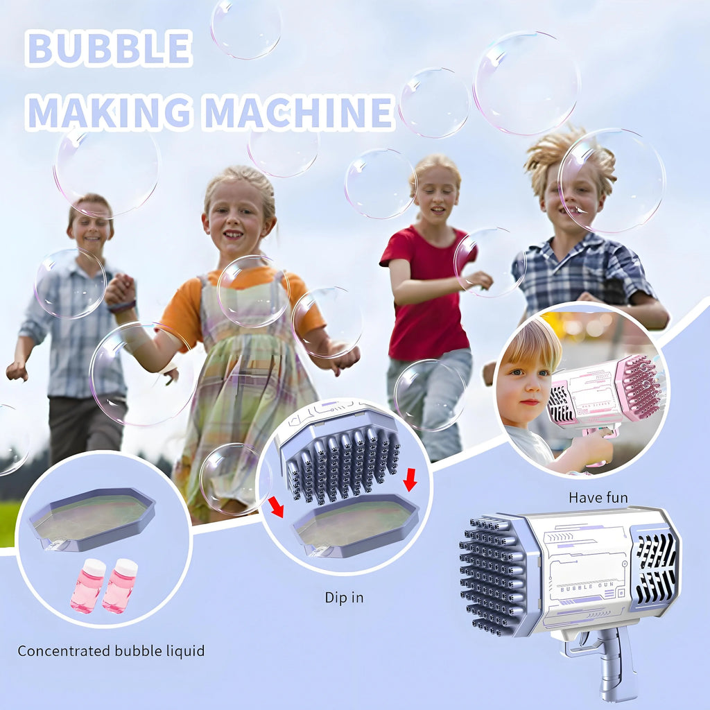 Automatic Bubble Blaster Gun with LED Lights | Non-Stop Thousands of Bubbles | Outdoor Indoor Fun for Toddlers to Kids