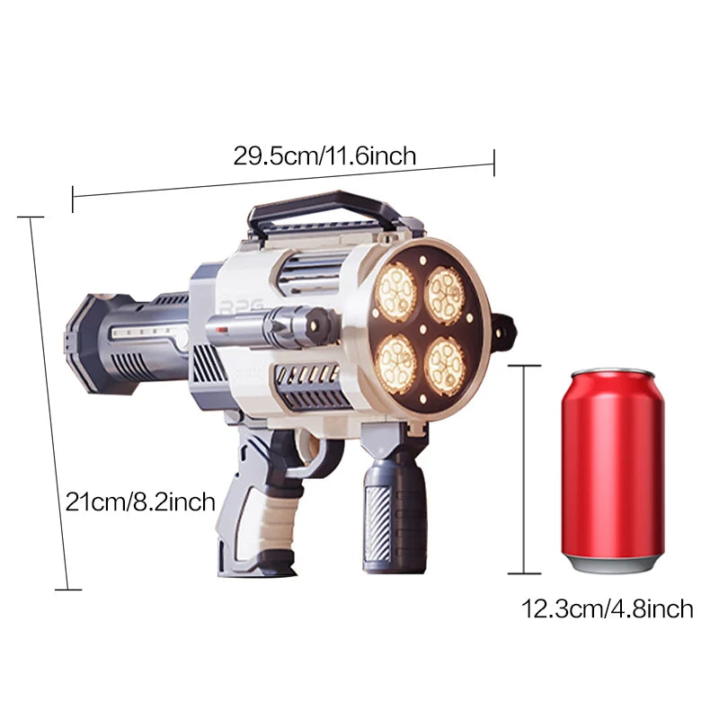 Rechargable Automatic Bubble Machine Gun, No Dip Automatic Bubble Machine With Colorful Lights, 10000+ Bubbles, Suitable For Chi