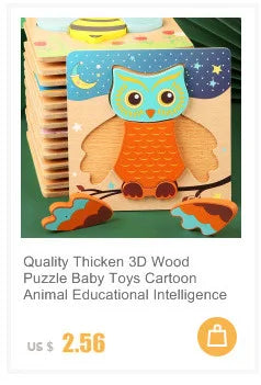 Economy 30piece Montessori 3D Puzzle Cartoon Animal Wooden Jigsaw Puzzle Board Game Educational Toys For Children Gifts