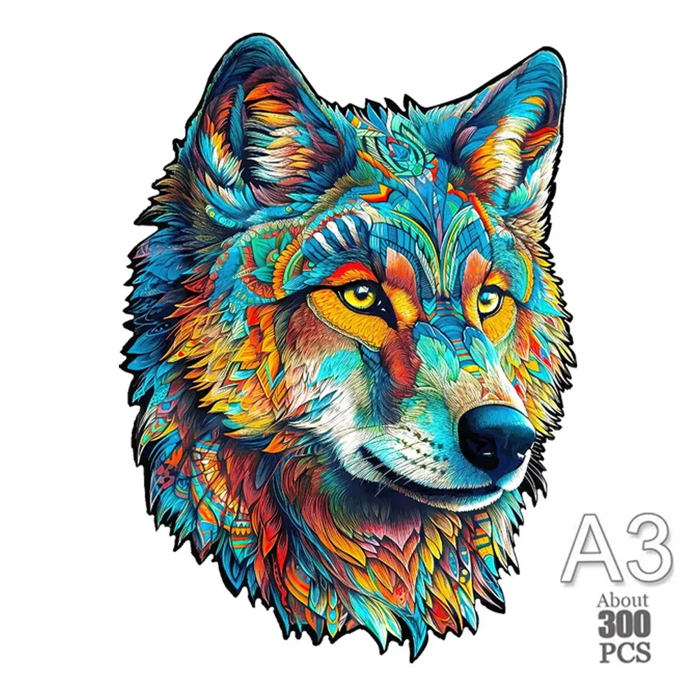 300 Pcs Wooden Puzzles Animal Jigsaw for Adults Kids Mysterious Lion Puzzle Holiday Gifts Interactive Games Toys Wood Jigsaw