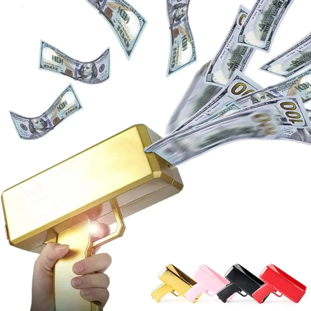 Super Money Gun Shooter 'Make It Rain' Toy Gun for Kids Halloween Xmas Holiday Party Game Indoor Outdoor Fun Birthday Gift