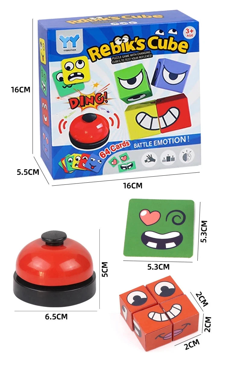 New Children's Facial Expression Changing Puzzle Building Blocks Children's Early Education Montessori Cube Tabletop Game Gifts