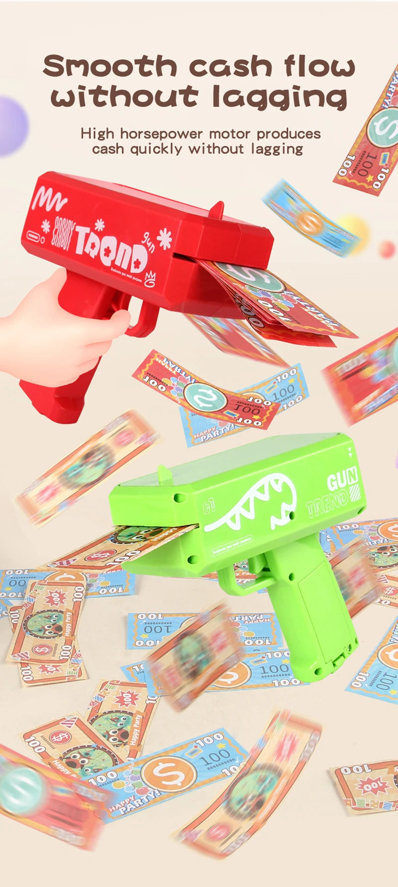 Cute Mini Prop Money Gun Paper Playing Spary Cash Shooter Gun Wedding Birthday Bachelor Party Celebration Supplies Kids Toys