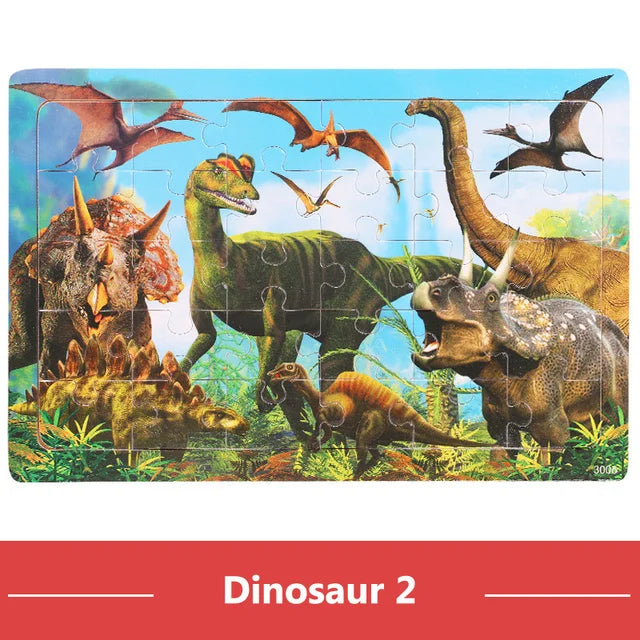 Economy 30piece Montessori 3D Puzzle Cartoon Animal Wooden Jigsaw Puzzle Board Game Educational Toys For Children Gifts