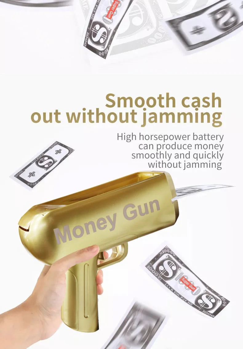 Banknote gun game toys Pistol Party Golden Money Gun Party toys Games Cash Funny toys Wedding Golden Money gun celebrate toy