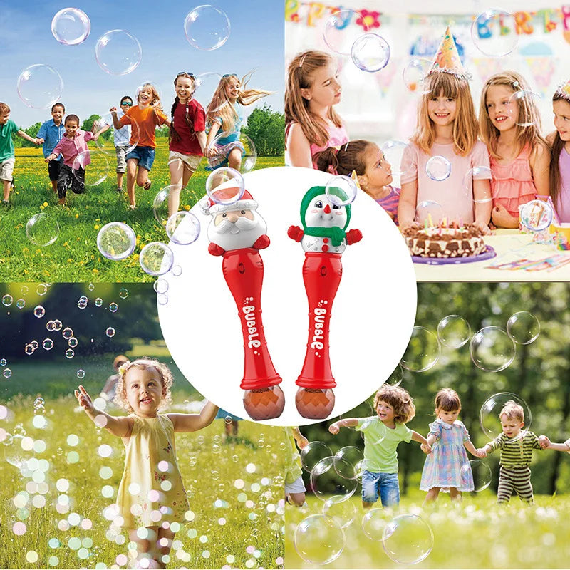 Christmas Fully Automatic Bubble Gun Toy Santa Claus Snowman Bubbles Stick Soap Bubbles Party Toy Kids Children's Birthdays Gift