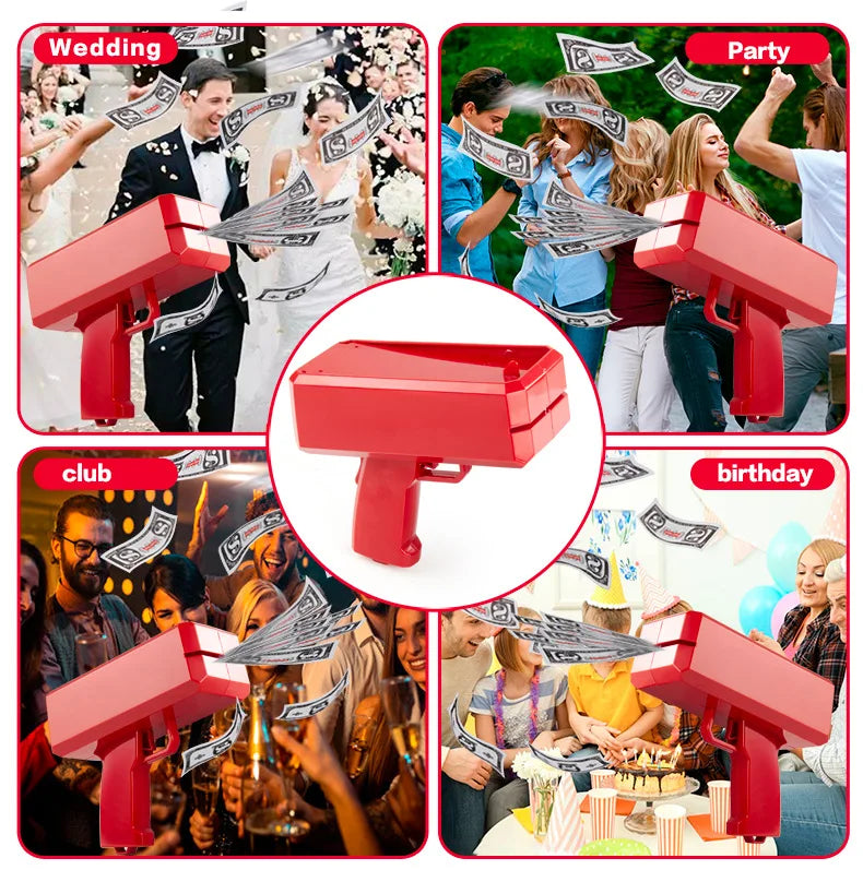 1 SET Banknote gun Party Game prop toys Relieve stress celebrate Movies Bachelor Prop Party Supplies Celebration Spray Money Gun