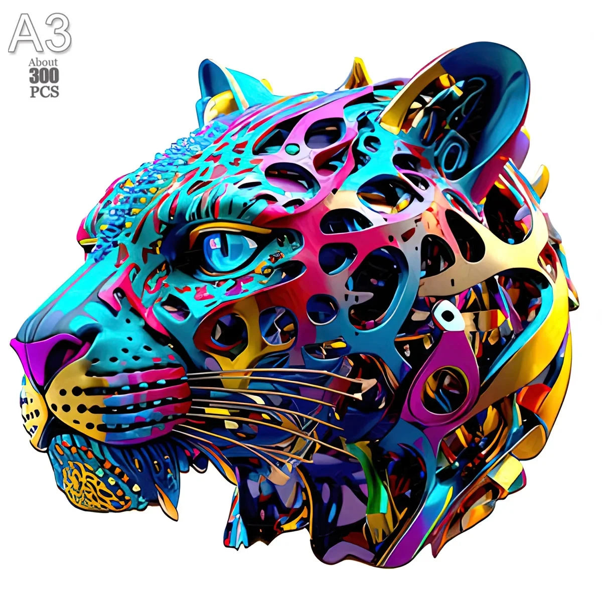 300 Pcs Wooden Puzzles Animal Jigsaw for Adults Kids Mysterious Lion Puzzle Holiday Gifts Interactive Games Toys Wood Jigsaw