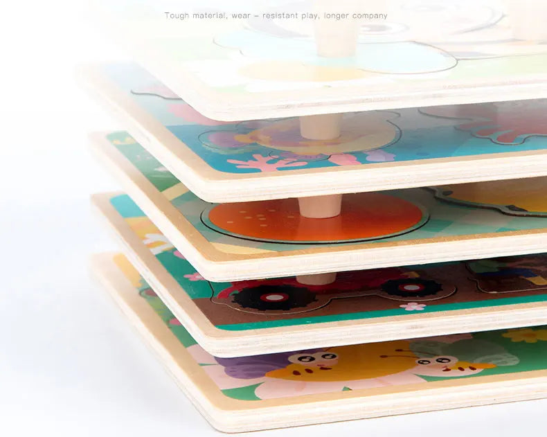 Baby Toys Montessori Wooden Puzzles Children Toys Hand Grab Board Animals Cognition Educational Learning Toys For Kids 1-3 Years