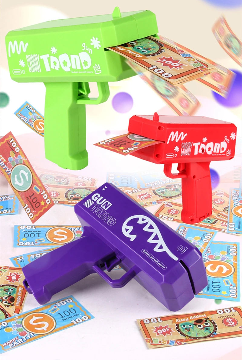Cute Mini Prop Money Gun Paper Playing Spary Cash Shooter Gun Wedding Birthday Bachelor Party Celebration Supplies Kids Toys