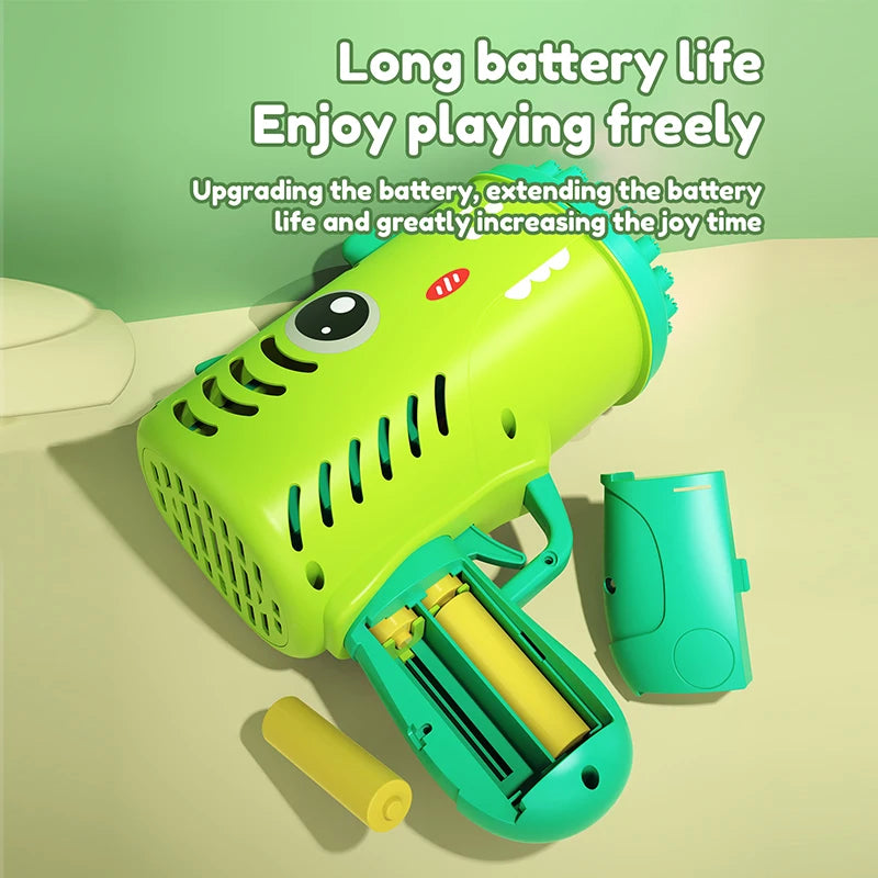 35 hole children's handheld bubble blowing toy dinosaur cartoon electric bubble machine Gatling without battery and bubble water