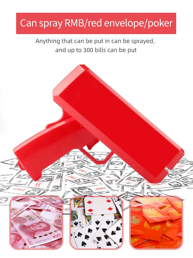 Adult Shoot Money Gun Toy Funny Party Game Banknote Shoot Pistol Paper Money Wedding Birthday Festival Celebration Tools