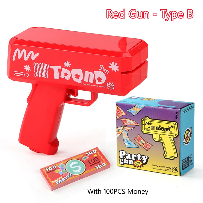 Cute Mini Prop Money Gun Paper Playing Spary Cash Shooter Gun Wedding Birthday Bachelor Party Celebration Supplies Kids Toys