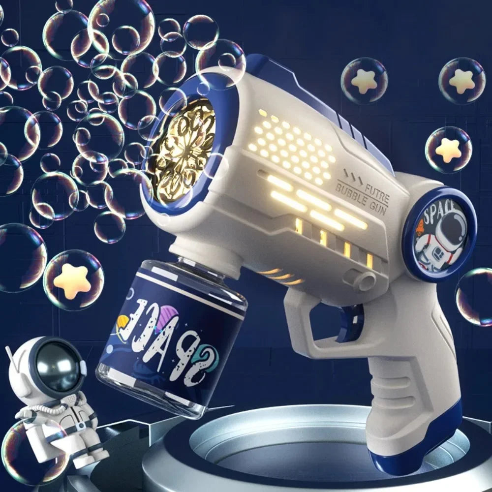 Electric Space Soap Bubble Gun Automatic Bubble Machine Maker Lights Astronaut Outdoor Games Park Toys for Kids Children's Gift