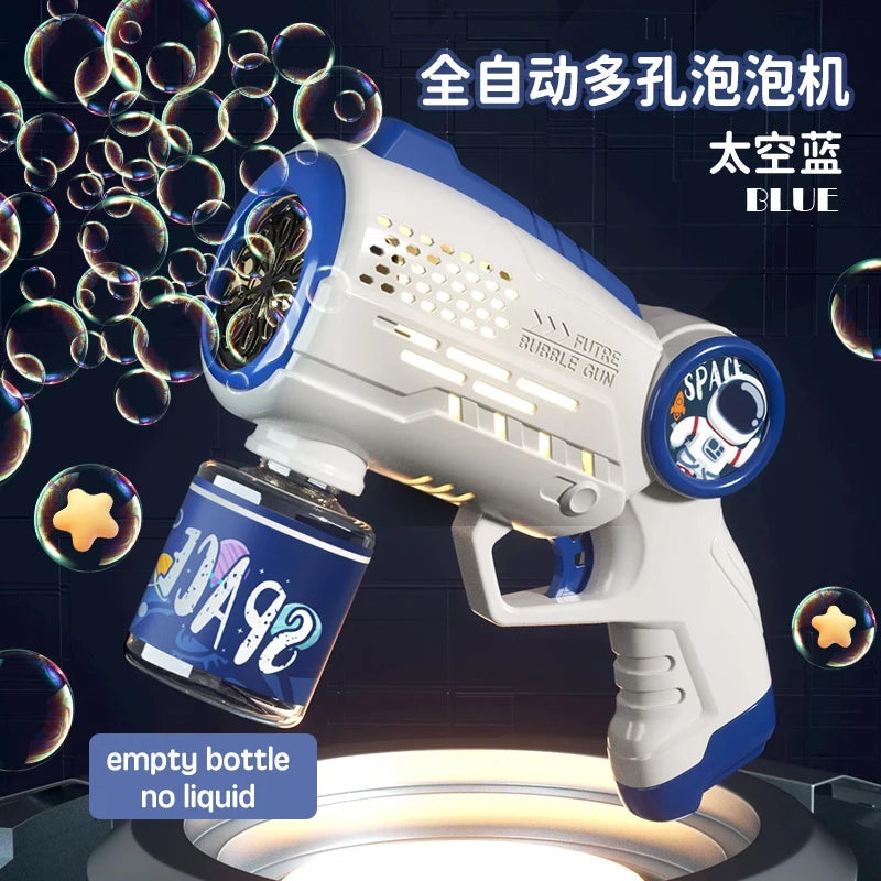 Space Astronauts Fully Automatic Bubble Gun Rocket Bubbles Machine Automatic Blower with Bubble Liquid Toy for Kids Bubble Gift