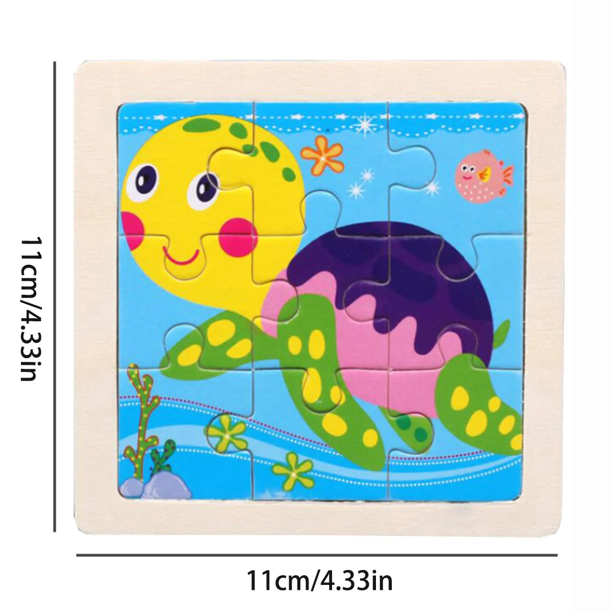 11cm/4.33in Wooden Jigsaw Puzzle Cartoon Animal Traffic Car Wood Puzzles for Kids Montessori Games Children Educational Toys