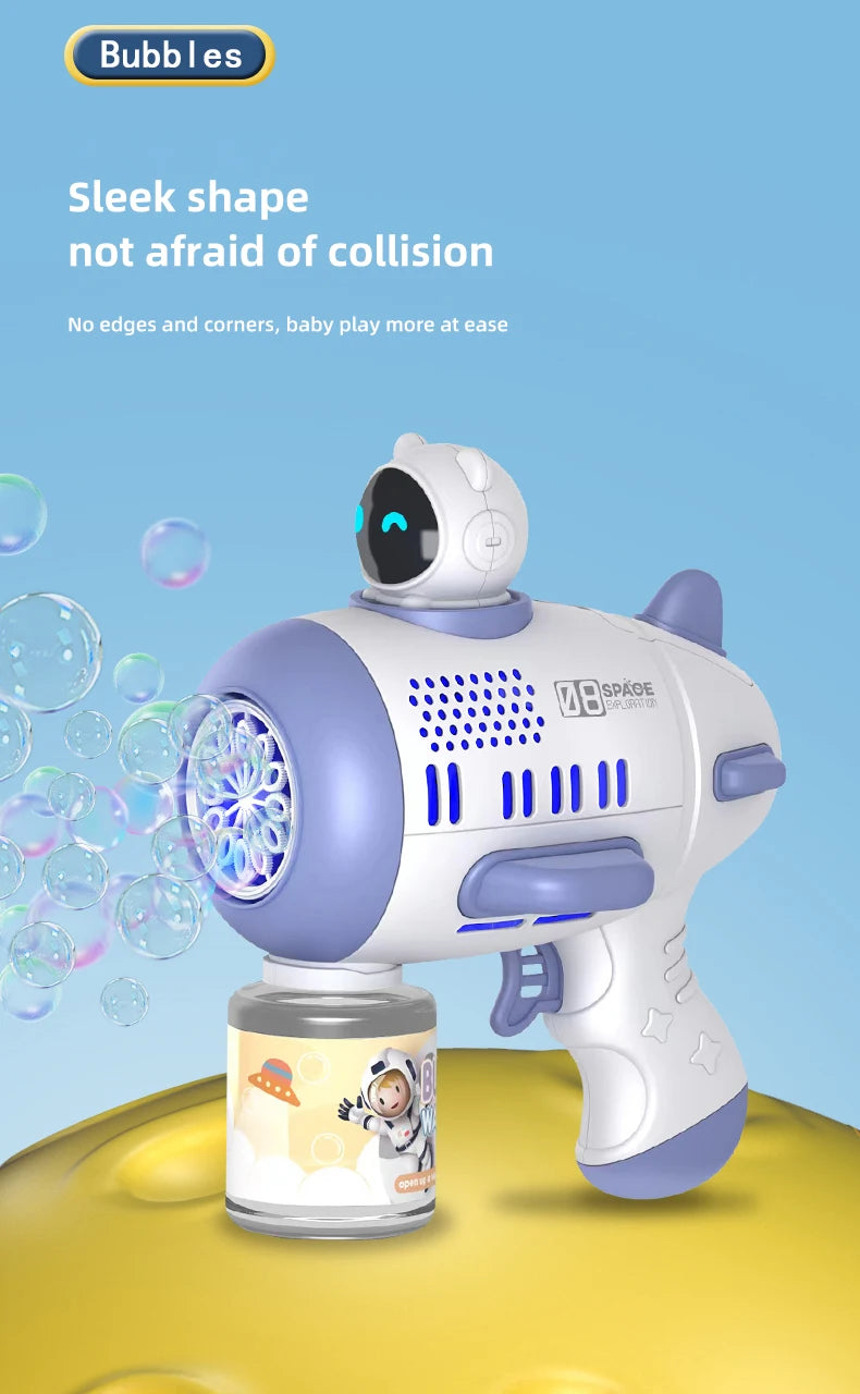 Spaceman Bubble Gun 12 Holes Shape Soap Bubble Blower Maker with Light Bubble Machne Toys for Boys Girls Birthday Gift