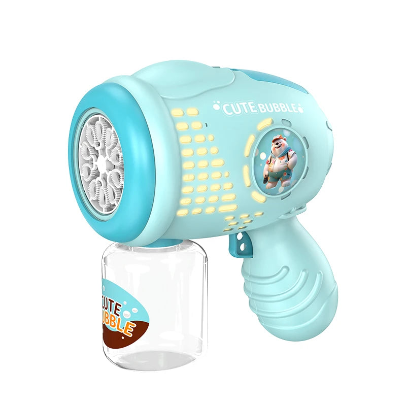 Space Astronauts Fully Automatic Bubble Gun Rocket Bubbles Machine Automatic Blower with Bubble Liquid Toy for Kids Bubble Gift