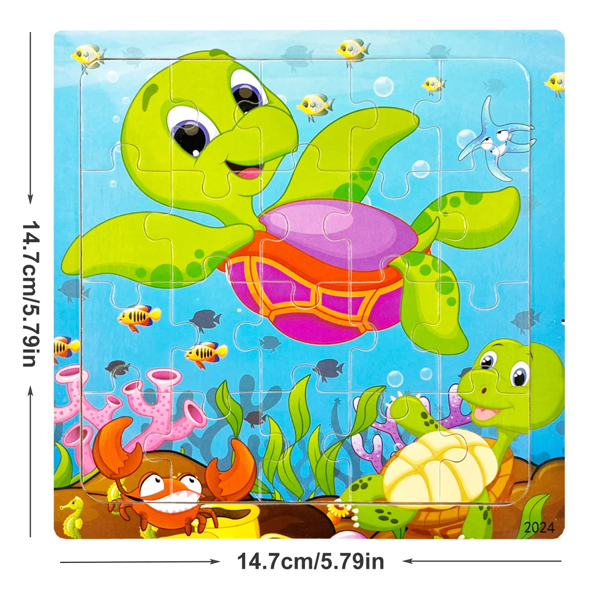 1pc 14.7cm/5.79in Wooden Jigsaw Puzzle Transportation Vehicle Marine Animal Style Puzzles Game Kids Educational Toy for Children