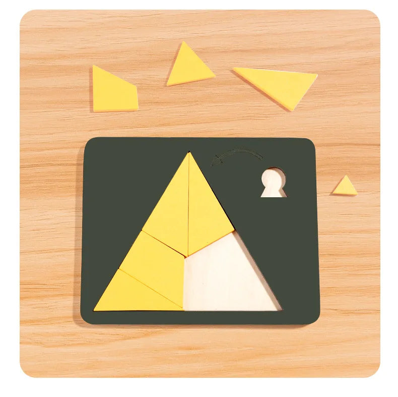 Wooden Tangram Board Puzzle Game Montessori Shape Puzzle Sorting Games Toy Colorful Tangram Educational Pattern Toy For Children