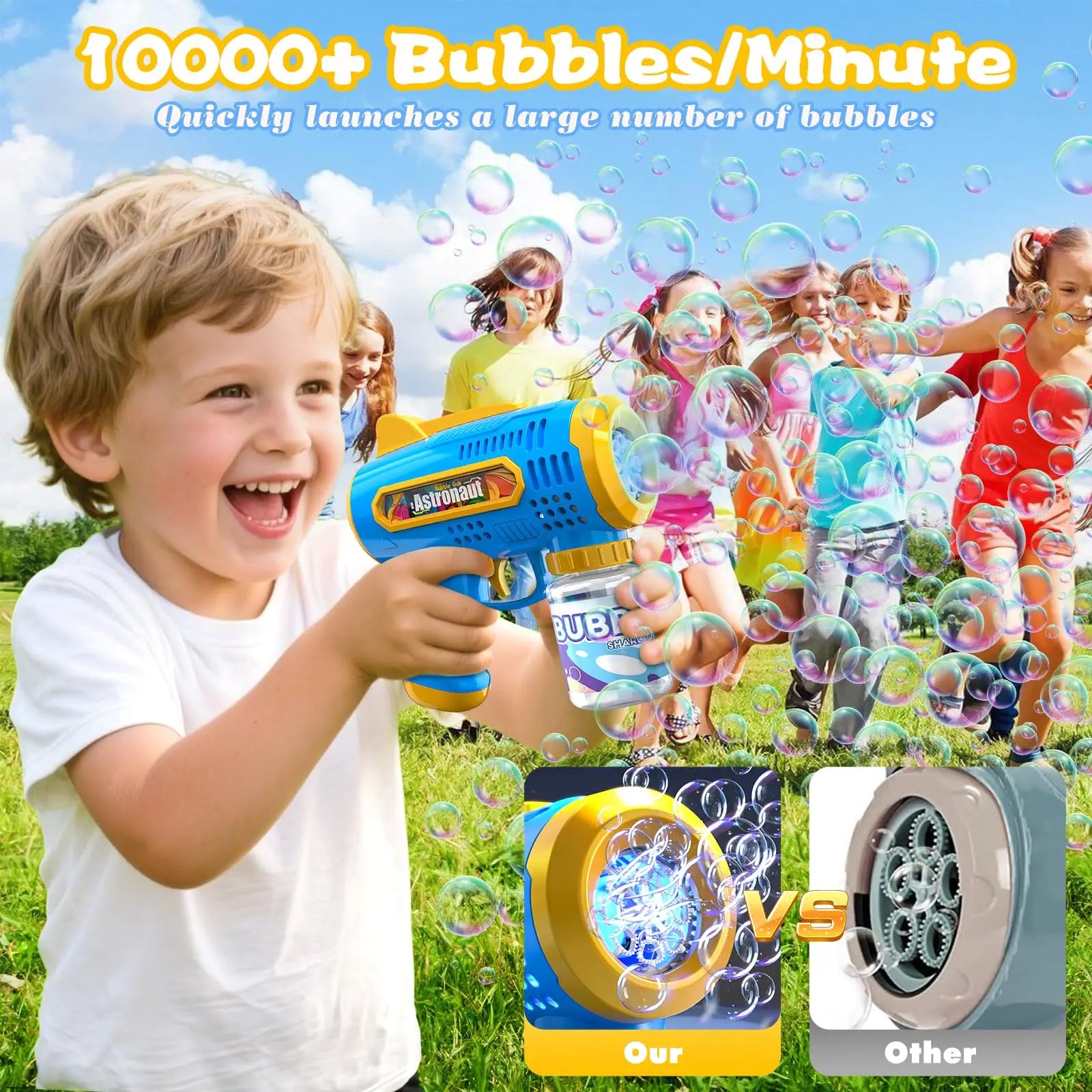 8 Hole Bubble Gun, Automatic Bubble Machine Children No-spill bubble toy Portable Park Bubble Blower for Kids