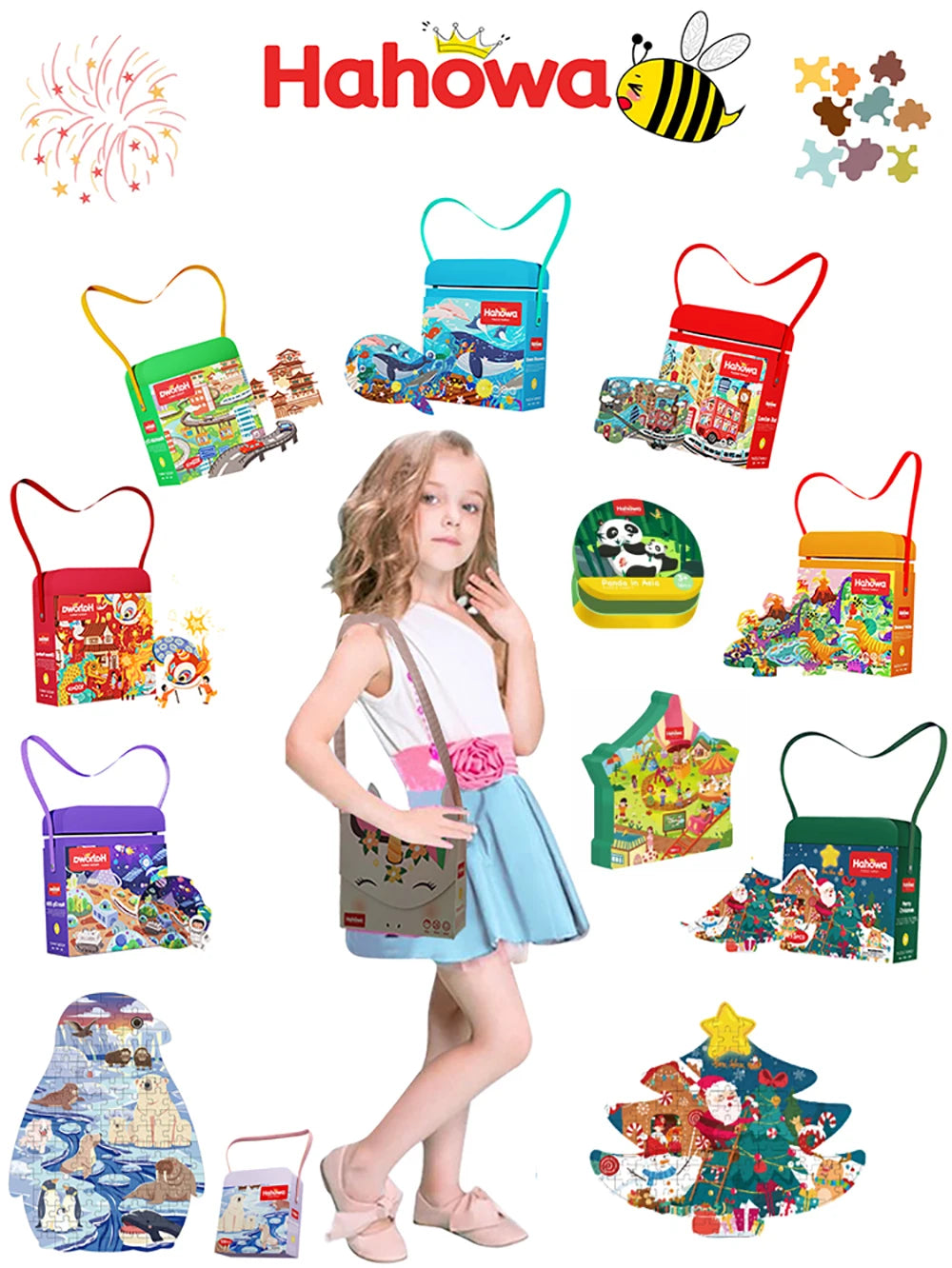 Hahowa Unique Animal Puzzle Children Jigsaw Puzzle Toy With Paper Gift Box Montesorri Education Games Toys Gifts For Kids Child