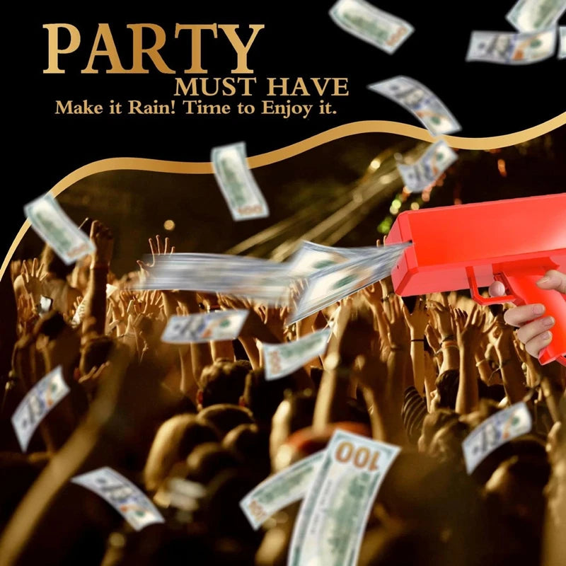 Cute Mini Prop Money Gun Paper Playing Spary Cash Shooter Gun Wedding Birthday Bachelor Party Celebration Supplies Kids Toys