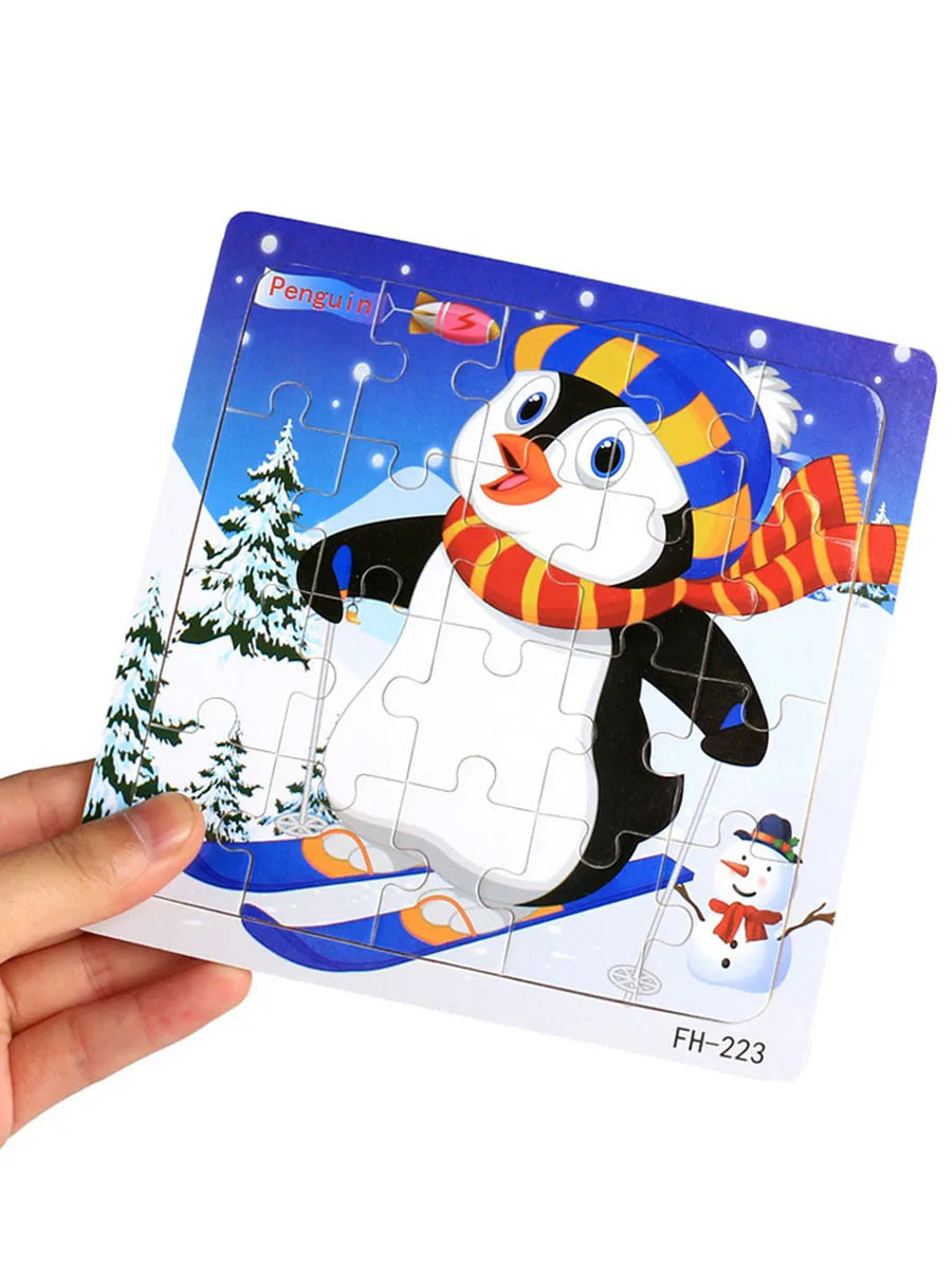 1pc 14.7cm/5.79in Wooden Jigsaw Puzzle Transportation Vehicle Marine Animal Style Puzzles Game Kids Educational Toy for Children