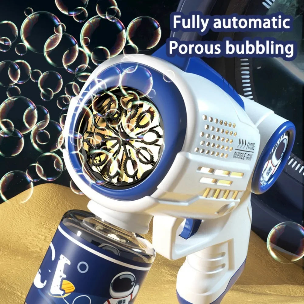 Electric Space Soap Bubble Gun Automatic Bubble Machine Maker Lights Astronaut Outdoor Games Park Toys for Kids Children's Gift