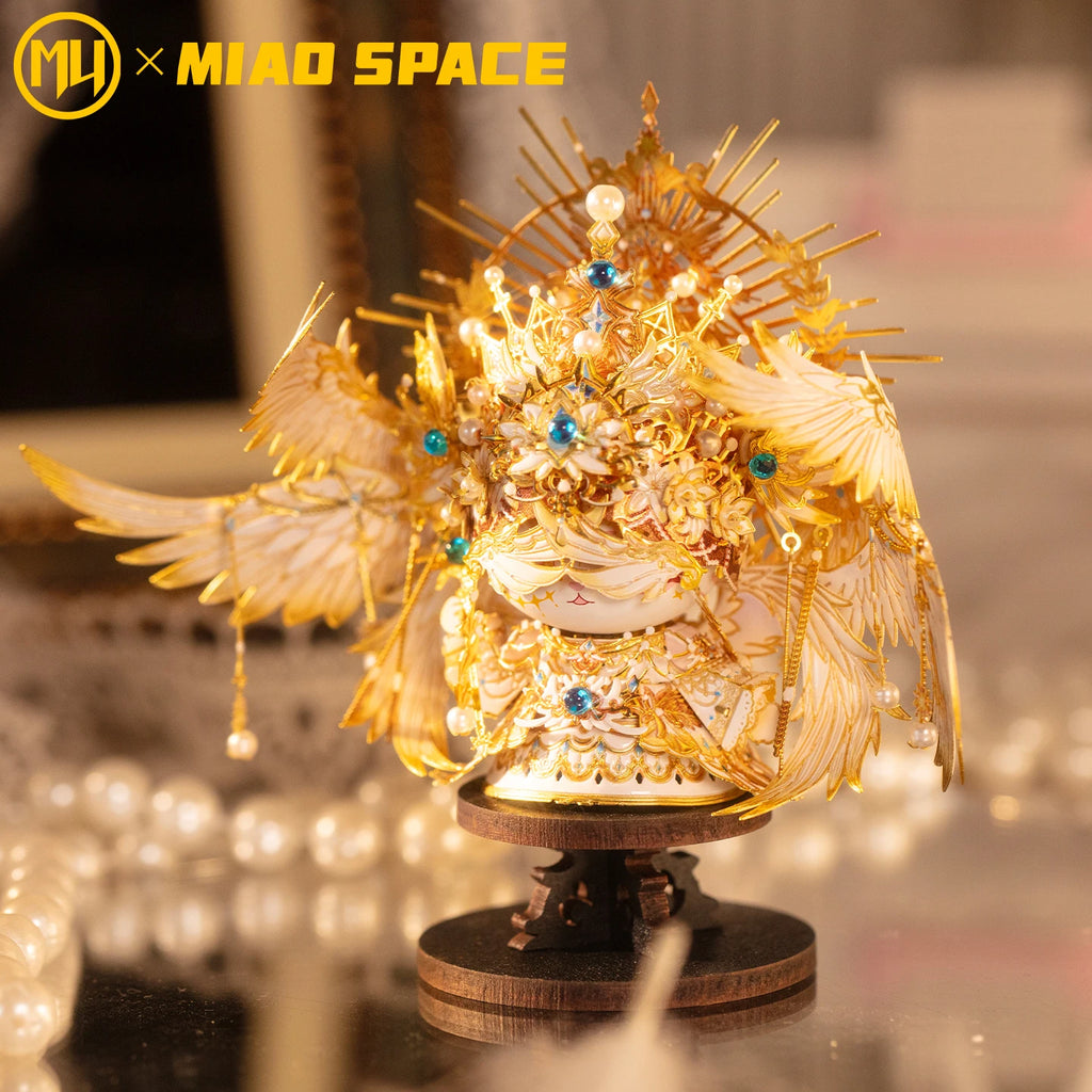 MU X MIAO SPACE Angel Cat 3D Metal Puzzle DIY Handcraft Educational Puzzle Toy Desktop Office Decoration Stress Relief Gift for