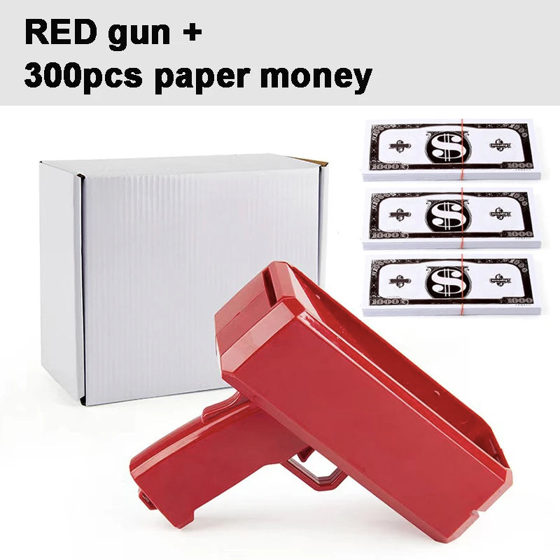 Funny Toys Gun Banknote Gun Pistol Party toys Games Cash Cannon Party Games for Banknotes Wedding Golden 100pcs Fake Money Bills