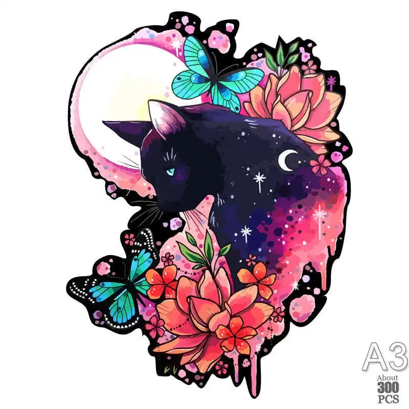 300 Pcs Wooden Puzzles Animal Jigsaw for Adults Kids Mysterious Lion Puzzle Holiday Gifts Interactive Games Toys Wood Jigsaw