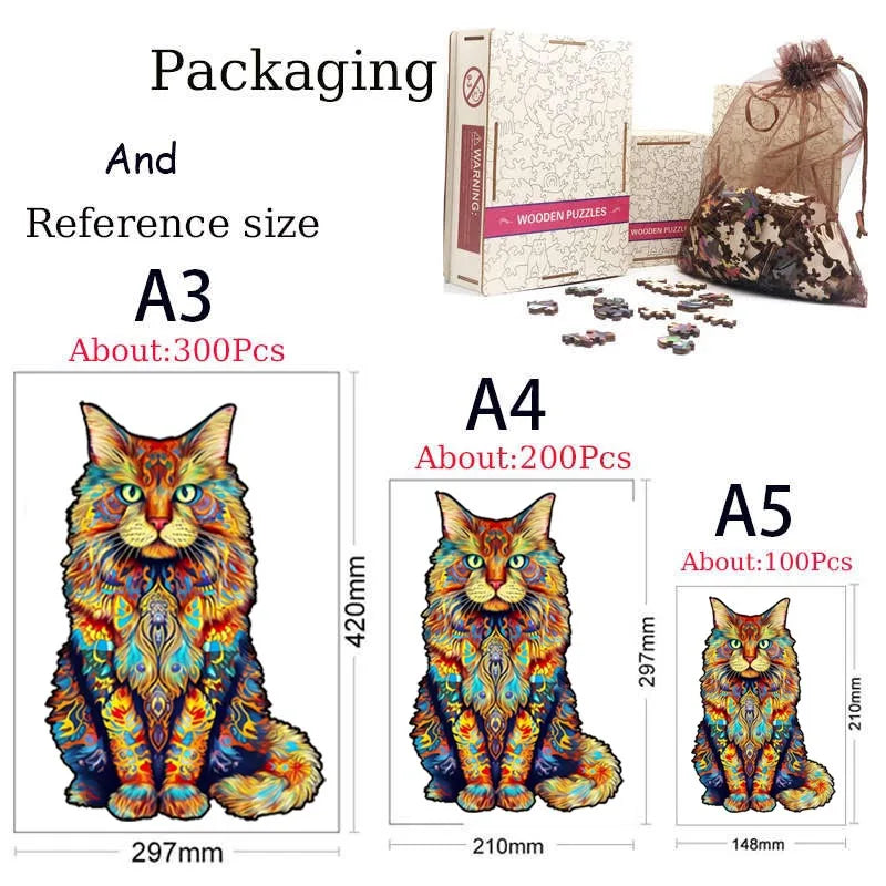 300 Pcs Wooden Puzzles Animal Jigsaw for Adults Kids Mysterious Lion Puzzle Holiday Gifts Interactive Games Toys Wood Jigsaw