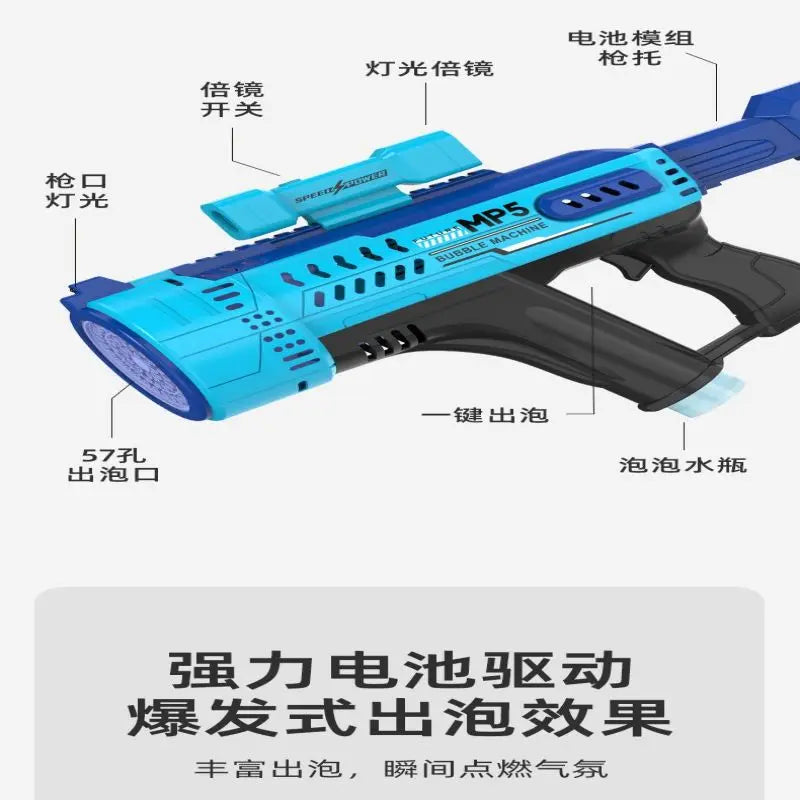 New fully automatic 57 hole new energy electric colorful light bubble gun children's outdoor interactive toy