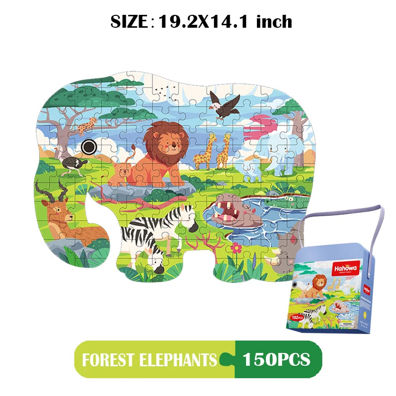 Hahowa Unique Animal Puzzle Children Jigsaw Puzzle Toy With Paper Gift Box Montesorri Education Games Toys Gifts For Kids Child