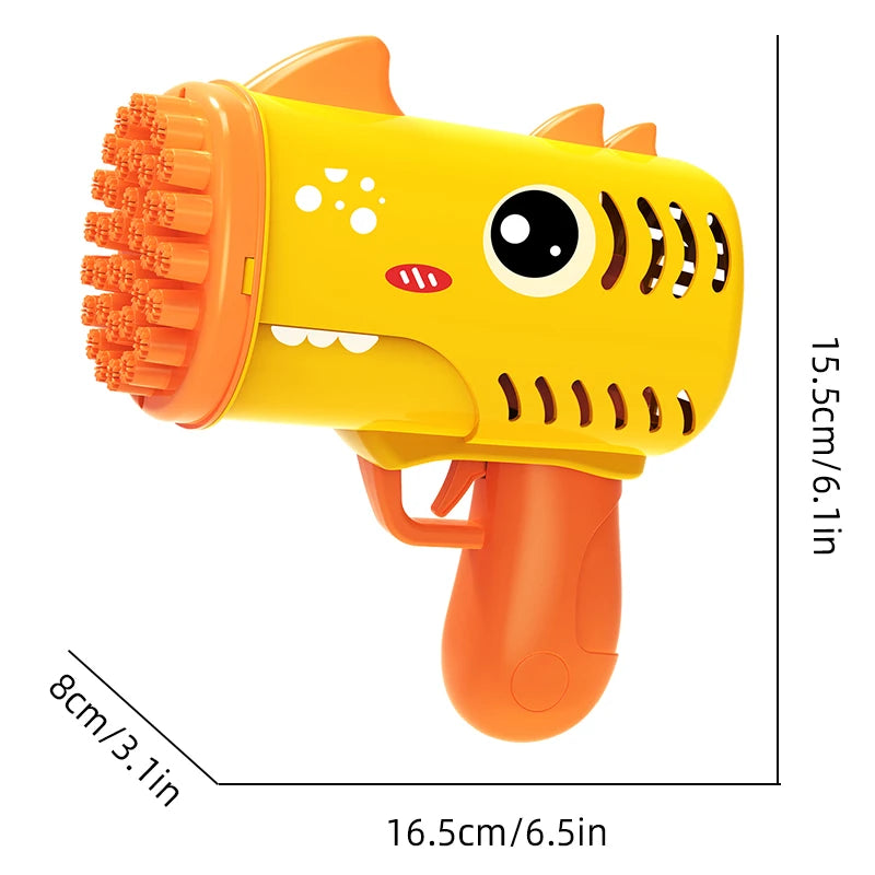 35 hole children's handheld bubble blowing toy dinosaur cartoon electric bubble machine Gatling without battery and bubble water